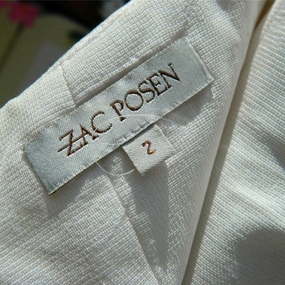 Zac Posen Textured Ivory Silk Chiffon Knee Length Cocktail Halter Dress, Size 2 - Picture 6 of 12